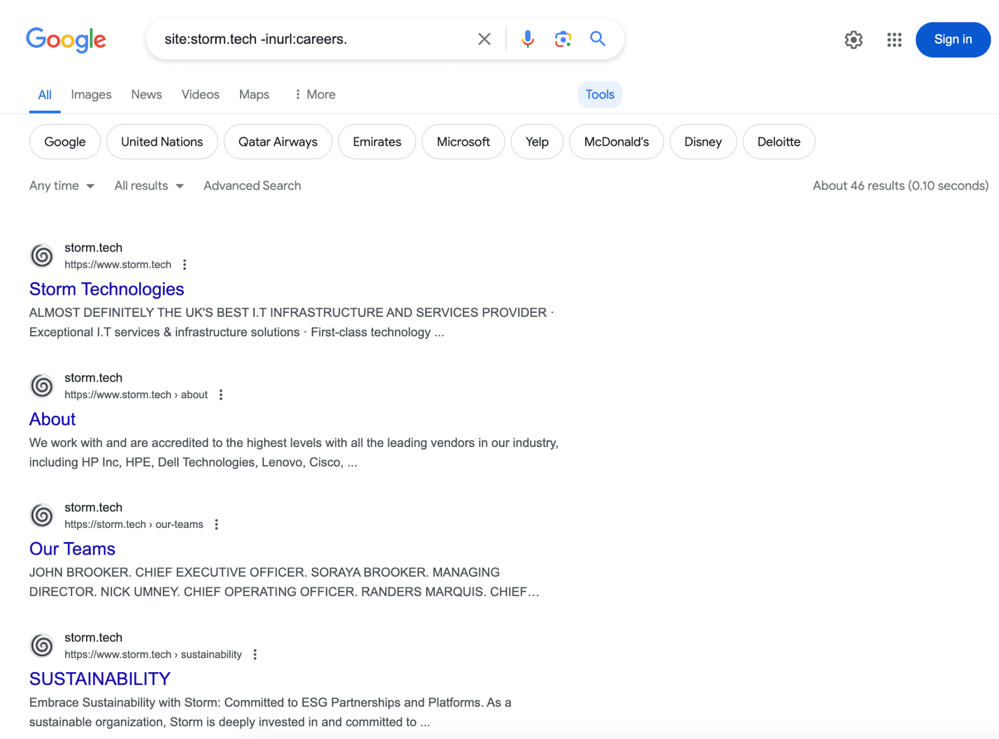 Content indexed comparison