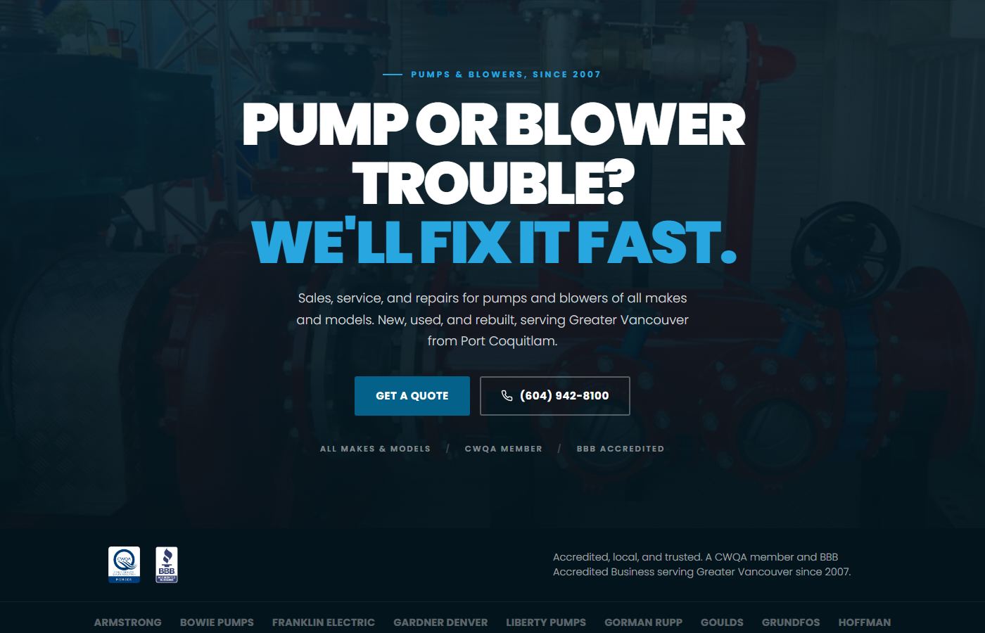Pump and blower company