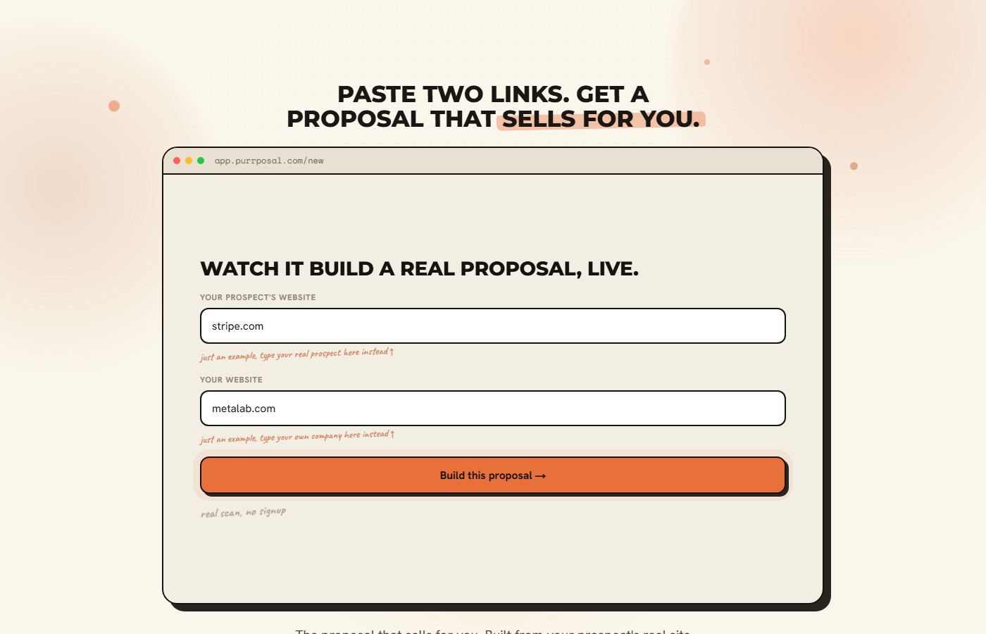 Purrposal, a SaaS I built, launched and still run